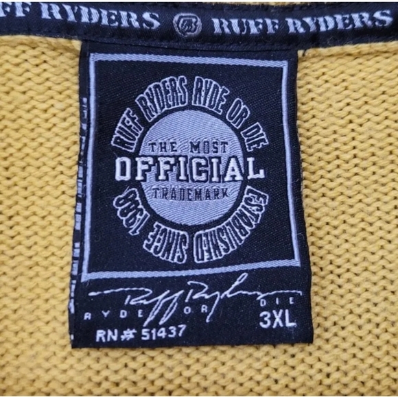 Ruff Ryders DMX Dirty Denim Gold Sweater Sz 3XL Designer Jeans Riders Vintage - Picture 4 of 4
